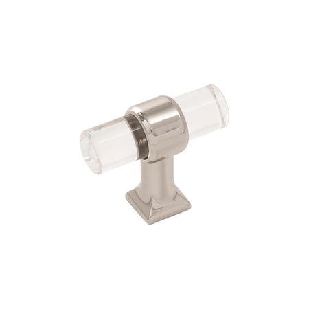 Hickory Hardware Crystal Palace Collection T-Knob 1-3/4 Inch x 11/16 Inch Crysacrylic with Polished Nickel Finish H079520-CA14